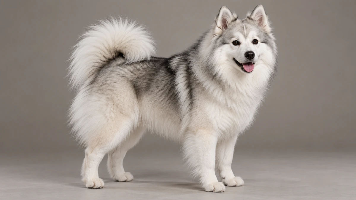 Spitz köpek — beyaz-gümüş gölge renk